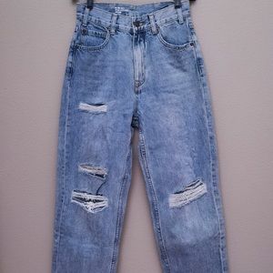 Celine Destroyed Ripped Light Blue Classic Straight Leg Jeans 26